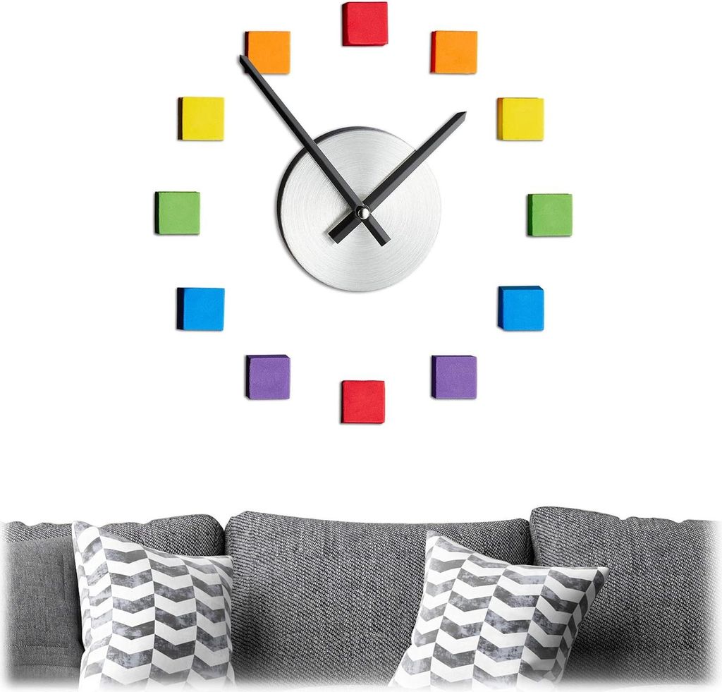 Wanduhr 3D - Wandsticker - Wohnzimmer - Metall - Analoge Uhr - Modern