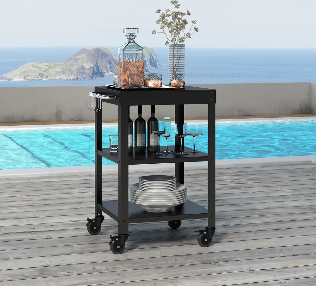 Carrello Portavivande Bolognano per Giardino e Terrazzo Nero Matt