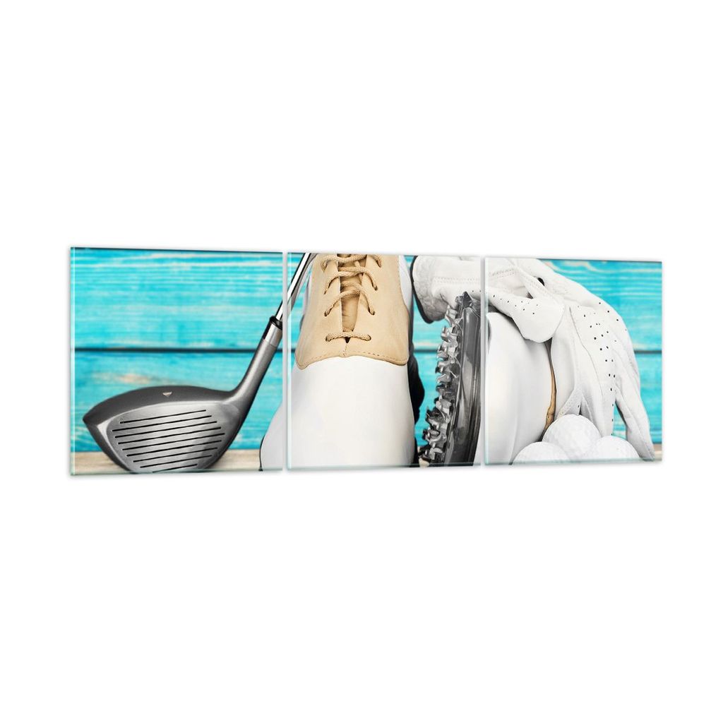 Bilder auf glas - Golf Ball Gras Sport - 150x50cm - Glasbilder - Wandbilder - Kunstdruck - zum Aufhängen bereit - Wanddekoration aus Glas - Glas B...