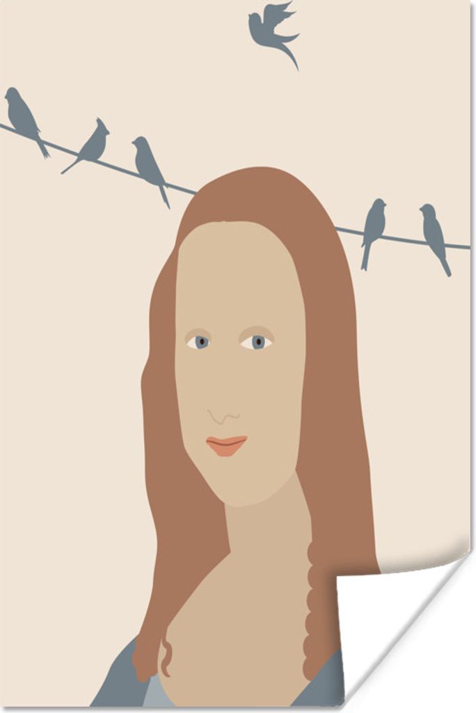 MuchoWow Poster Pastell - Mona Lisa - Vögel 20x30 cm - Papierdruck