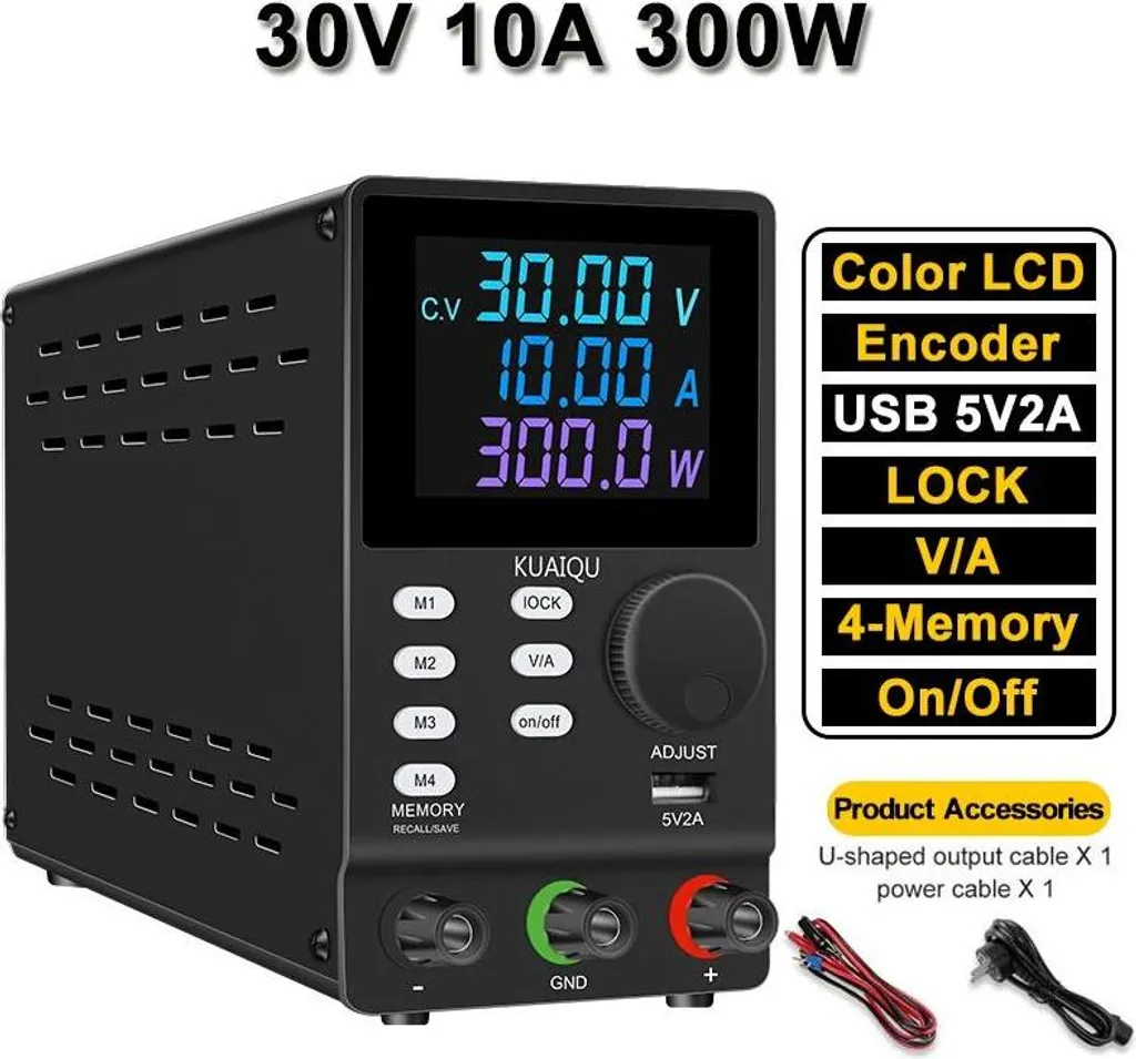 Alimentation stabilisée réglable 30V 10A 300W - Écran LCD haute netteté
