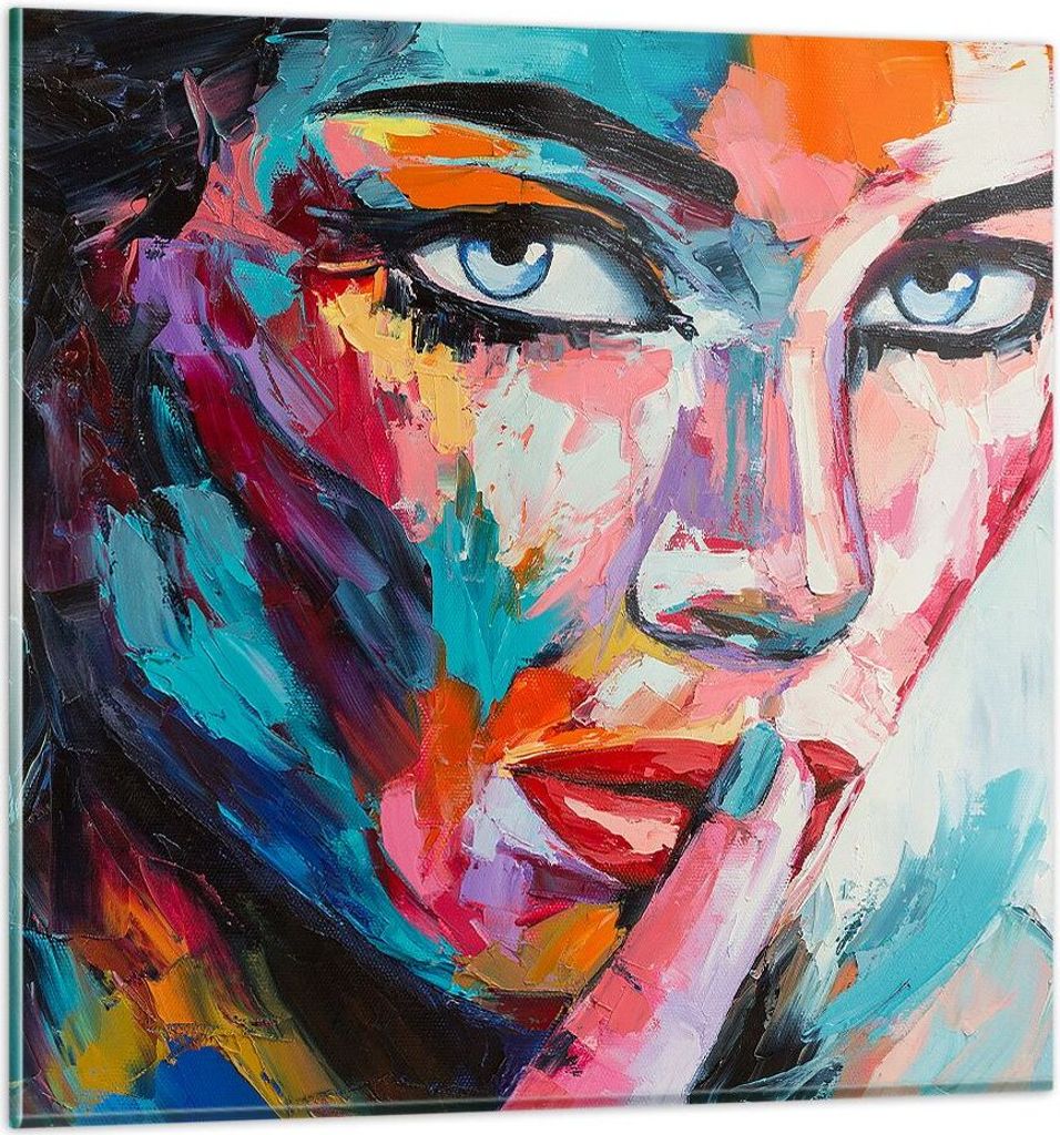 Bilder auf glas - Mädchen Gesicht - 60x60cm - Glasbilder - Wandbilder - Kunstdruck - zum Aufhängen bereit - Wanddekoration aus Glas - Glas Bilder...
