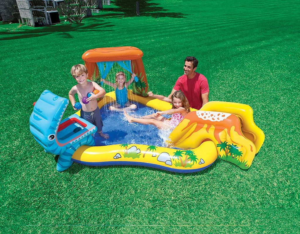 INTEX  Dinosaur Play Center Pool mit Rutsche 249x191x109cm Kinderpool Badespaß 