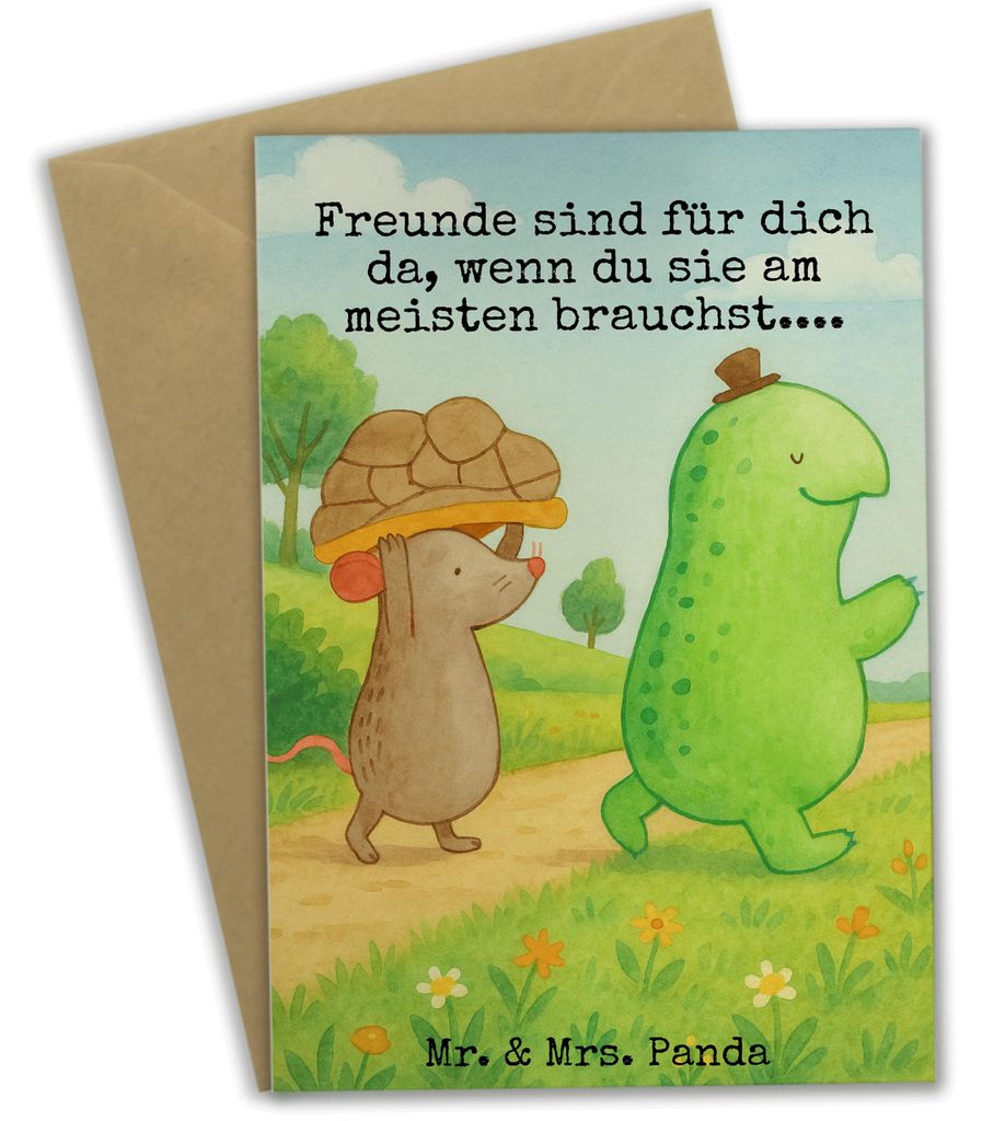 Mr. & Mrs. Panda Grußkarte Schildkröte Maus Design - Weiß - Geschenk, osterkarten, Beste Freundinnen, Grußkarten, Klappkarte, Fröhlich, einlad...