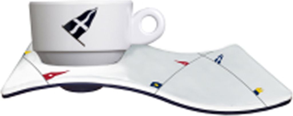 Espressotasse Regata Welle mit Unterteller einzeln