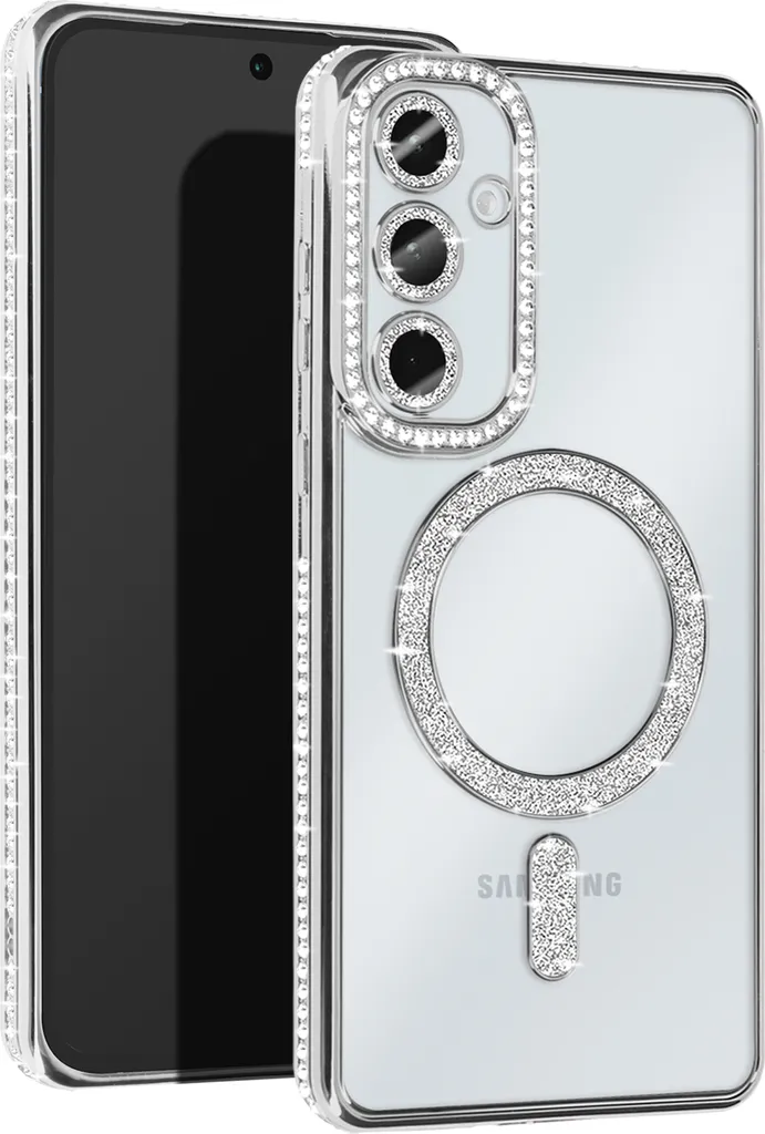 Custodia Brillantini Samsung A55 Avizar Argento - MagSafe Diamond Cover