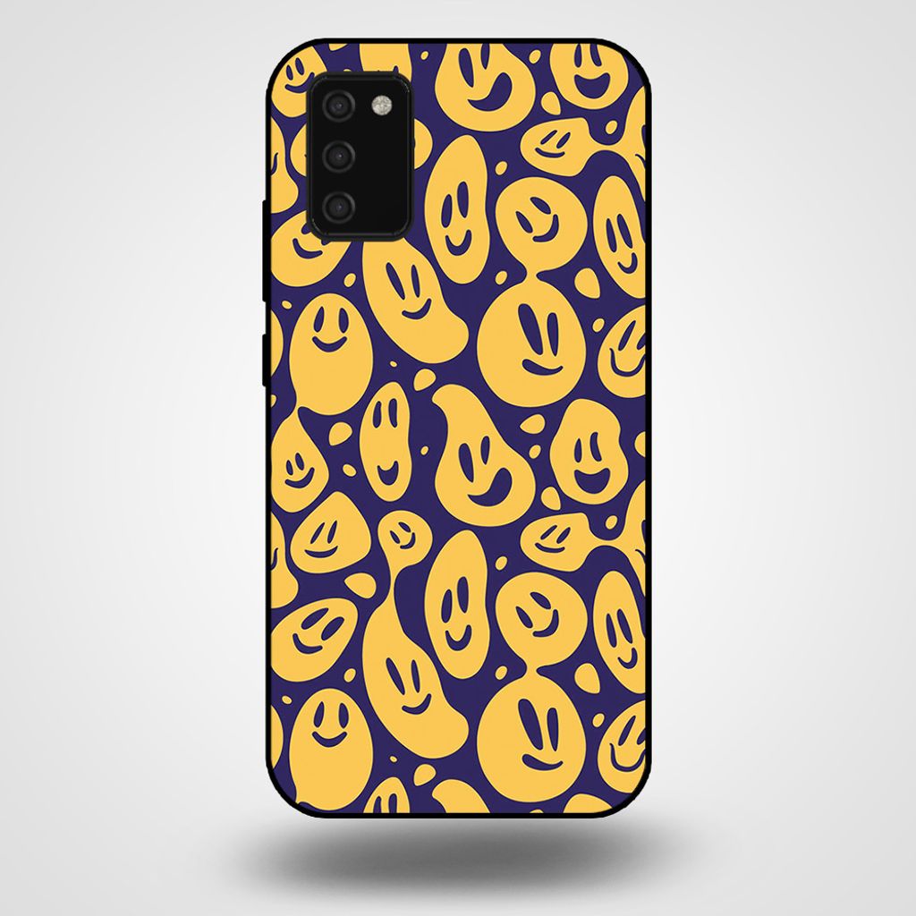 Smartphonica Handyhülle für Samsung Galaxy A03s mit Smiley-Druck - TPU-Rückseite Fall Emoji-Design - lila gelb