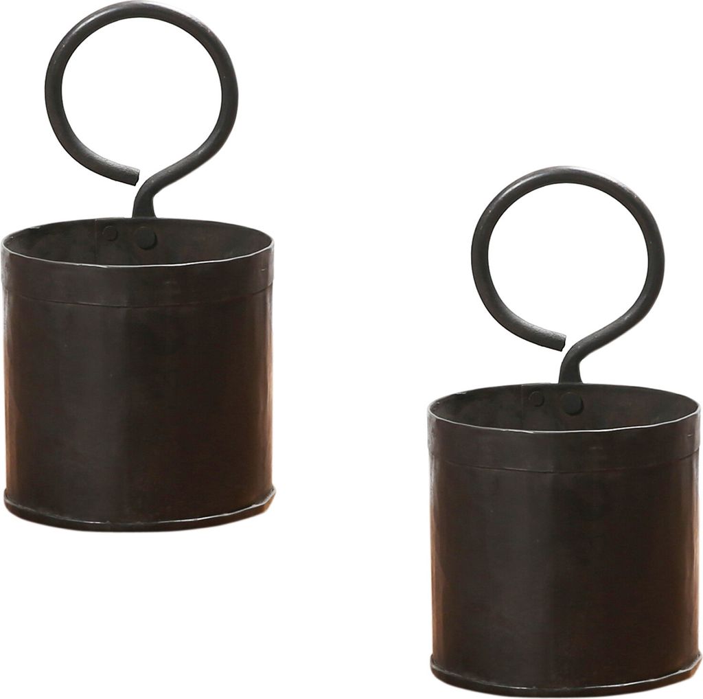 Marrakesch 2er Set Vintage Blumentopf Pflanzkübel hängend aus Metall 20cm groß | Kräutertopf Pflanzentopf Solia als Balkon Deko | Hängetopf Bl...