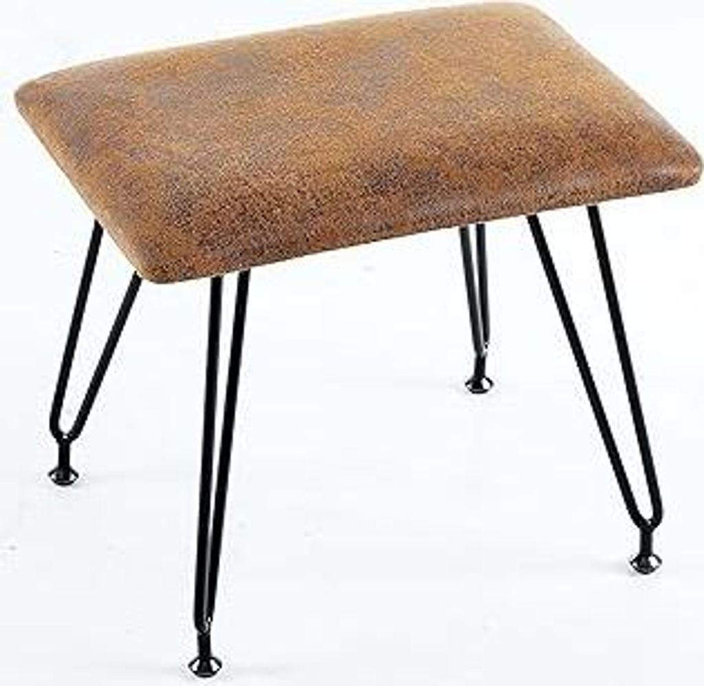 Balama Fußhocker Sitzhocker Ottoman Rustikal 40 x 30 x 35 cm, Vintage Braun, Metall Beinen, Gepolsterte Sitzfläche, Wasserabwisender Stoffbezug, ...