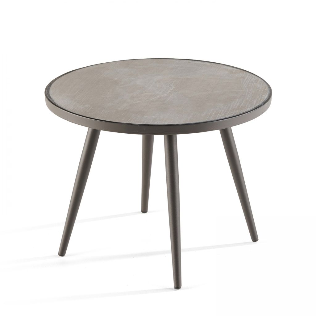 Runder Gartencouchtisch mit Betonoptik Grau - Oviala Tivoli