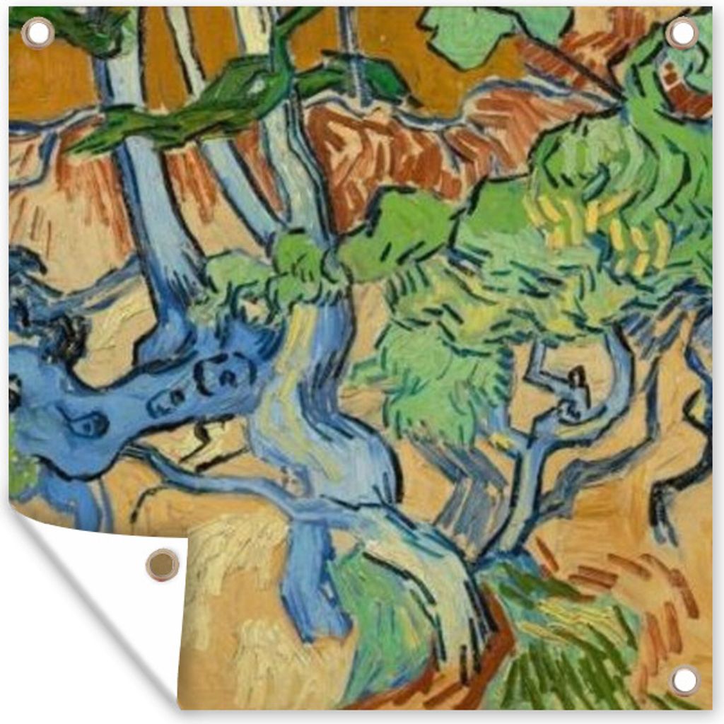 MuchoWow 100x100 cm Outdoor-Poster Gartendeko Sichtschutz Garten Poster für den Garten Baumwurzeln - Vincent van Gogh