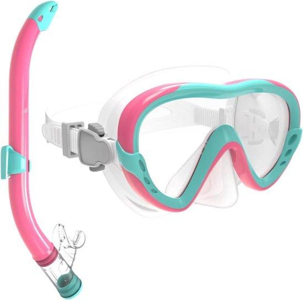 Kinderschnorchelset - Trockeneschnorchel mit Anti-Leck-Schnorchelmasker und Tauchbrille