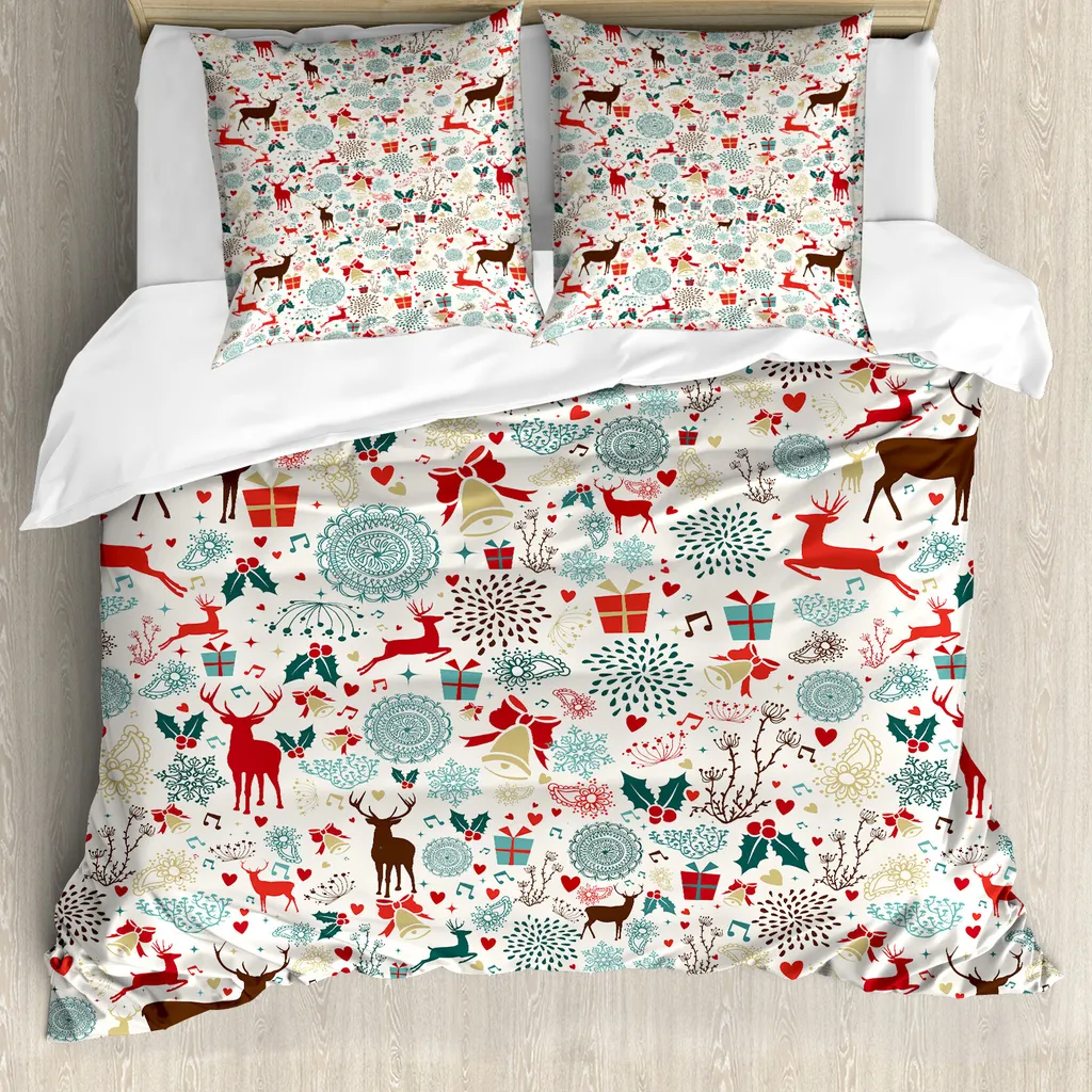 Copripiumino Natale Vintage ABAKUHAUS Matrimoniale Blu Petrolio