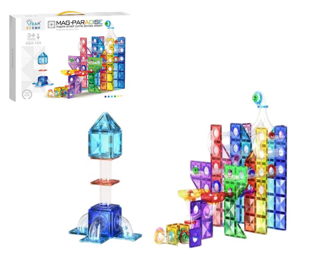 COIL Magnetische Bauklötze, magnetische Blöcke, Kinderspielzeug, bunte Bauklötze, Konstruktionsspielzeugsets, Magnet, magnetische Teile, 155 Ele...