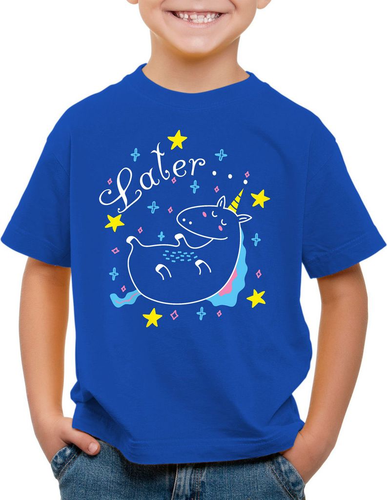 style3 Later Sleepy Unicorn Kinder T-Shirt Einhorn