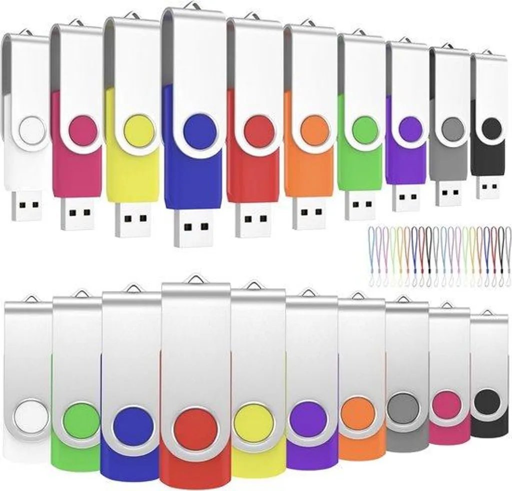 Finis les capuchons perdus avec ces 50 clés USB 1 Go rotatives et colorées