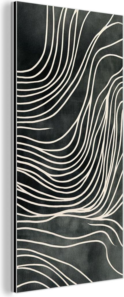 MuchoWow Wanddekoration Metall Metallbild Wandkunst 20x40 cm Linien - Muster - Abstrakt - Weiß MuchoWow Aluminium Gemälde - Aluminium Gemäldes