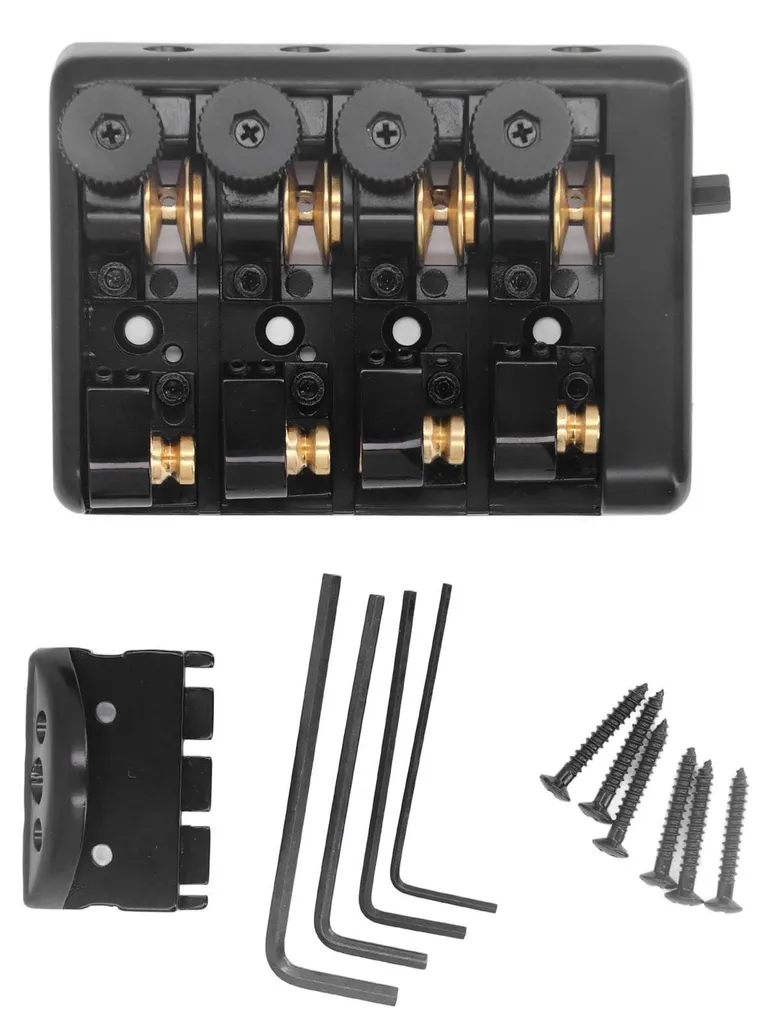 Chevalet de basse électrique 4 cordes sans tête en alliage noir B4-BK