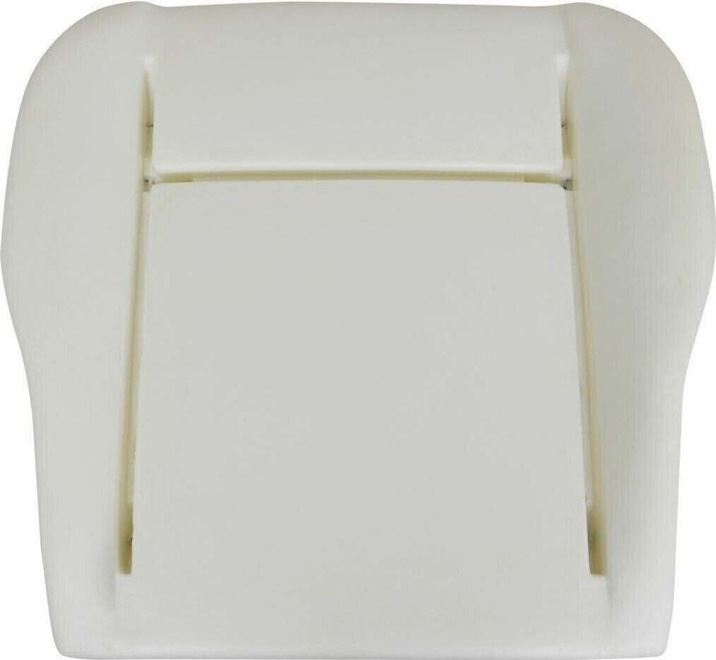 A white foam seat cushion for a vehicle.