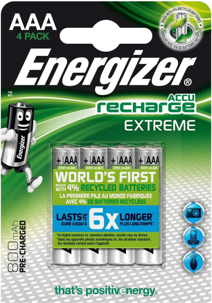 Energizer Accu Recharge Extreme 800 AAA BP4 Batterie Image du produit 