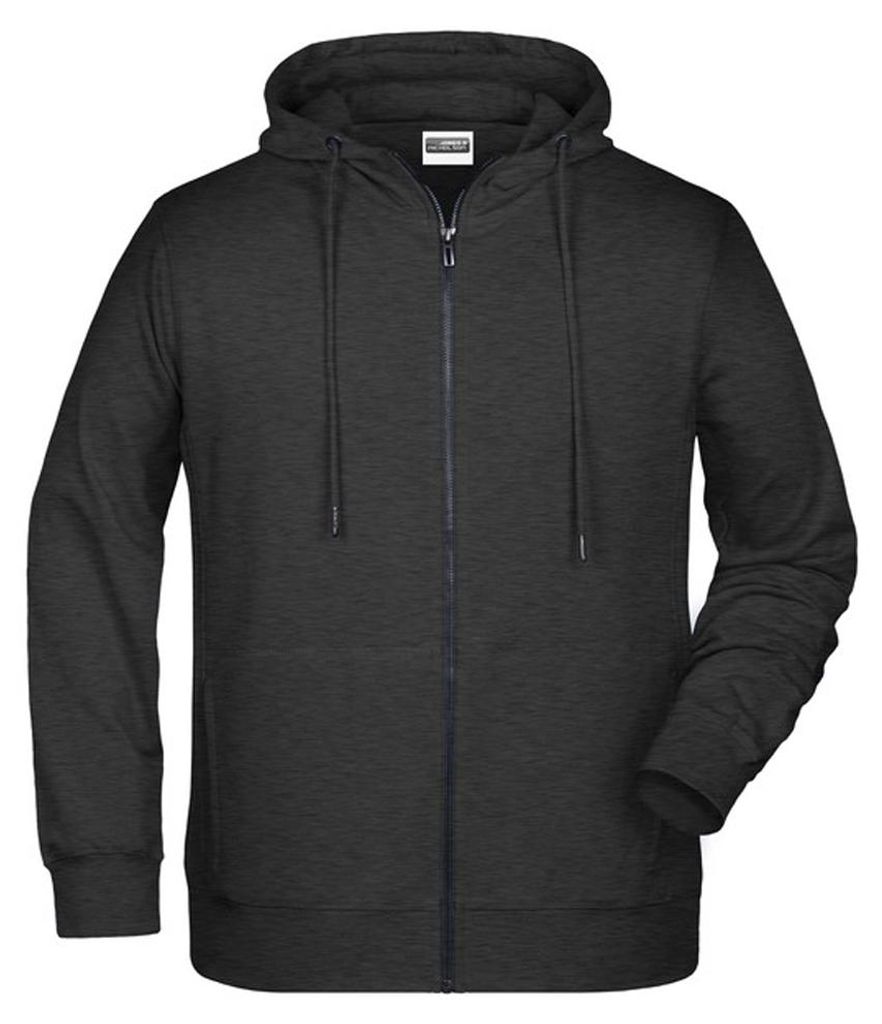 James and Nicholson - Hoodie mit durchgehendem Reißverschluss für Herren LT5897 (4XL) (Black Heather)