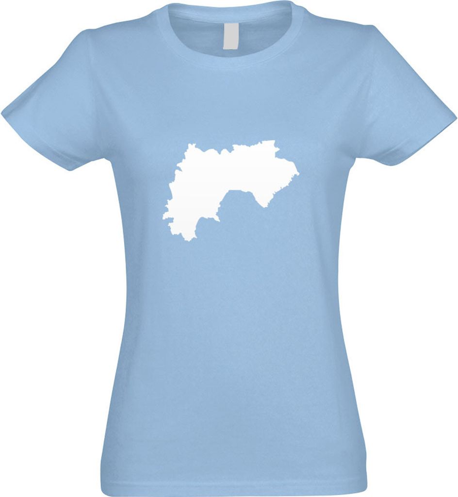 Kiwistar - T-Shirt tailliert - Damen - himmelblau - Guinea Umriss Kontur - mit Motiv Bedruckt - Funshirt Design - Sport - Freizeit - Damen - XXL