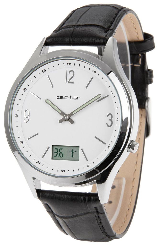 Zeit-Bar Funk-Armbanduhr Herren, mit Datums- und Produktbild 