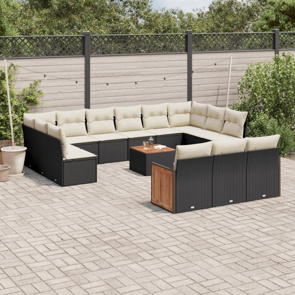 Maison Exclusive - 14-tlg. Garten-Sofagarnitur mit Kissen Schwarz Poly Rattan