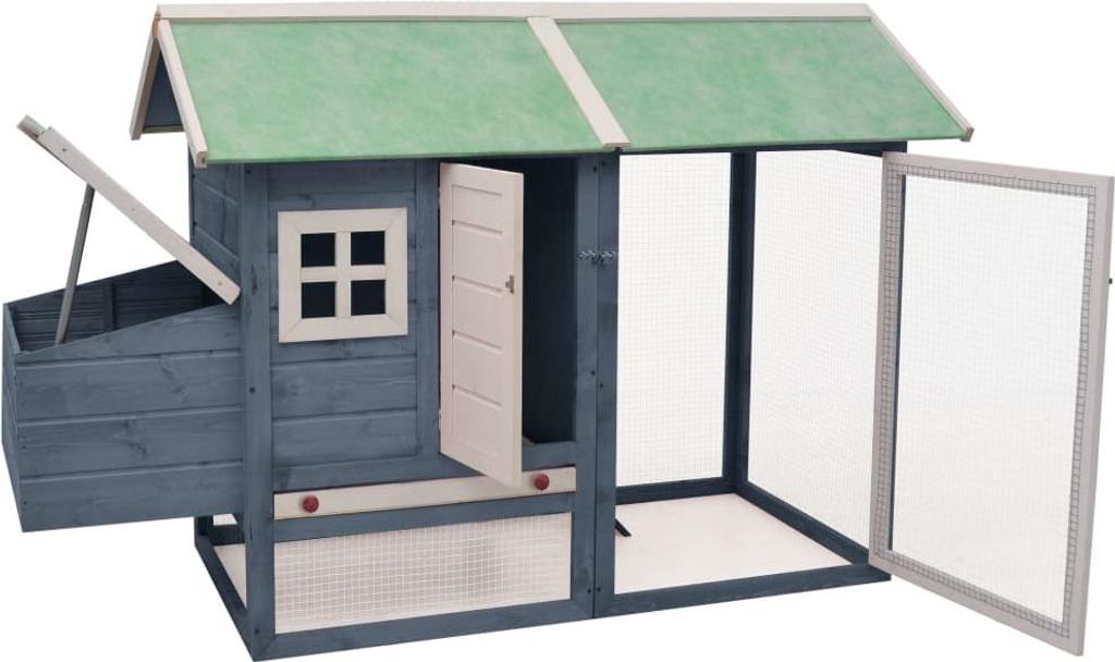 vidaXL Hühnerkäfig Grau 170x81x110 cm Massivholz Kiefer & Tanne