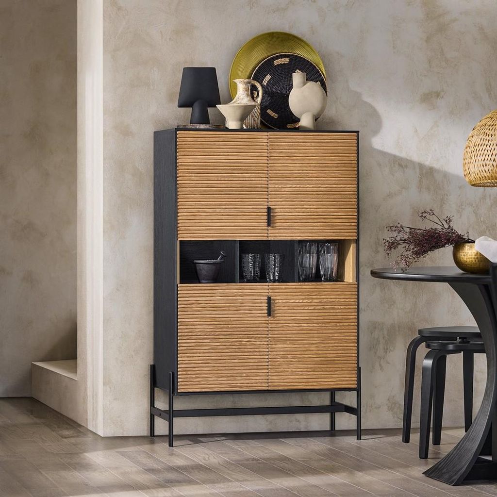 SoBuy Sideboard Aufbewahrungsmöbel mit Türen Weiß Skandinavisch HFSB03-SCH