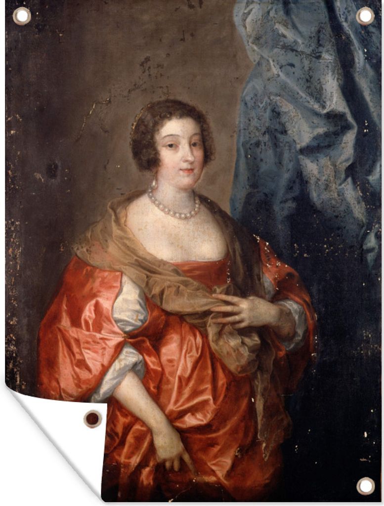 MuchoWow 90x120 cm Outdoor-Poster Gartendeko Sichtschutz Garten Poster für den Garten Porträt einer Dame - Gemälde von Anthony van Dyck