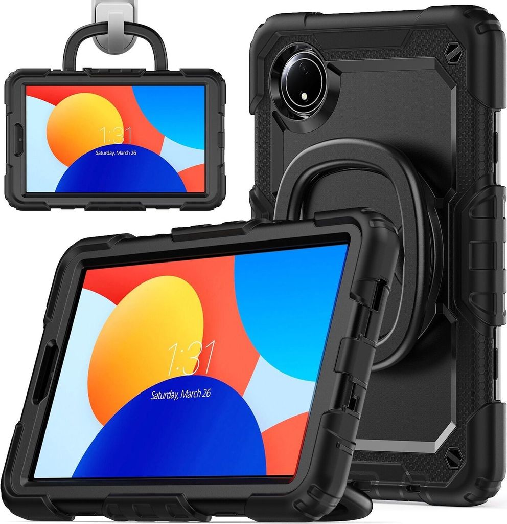 Für Xiaomi Redmi Pad SE 8.7 360 Grad Rotation Hybrid PC Hülle Halte Ring Schwarz