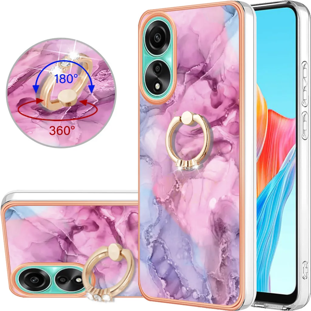 HAOYE Cover Per Oppo A78 5G Con Chiusura Magnetica – Custodia A Libro In Pelle PU Con Motivo A Rosa 3D, Porta Carte E Supporto, Inclusa Cordino, Colore Oro Rosa