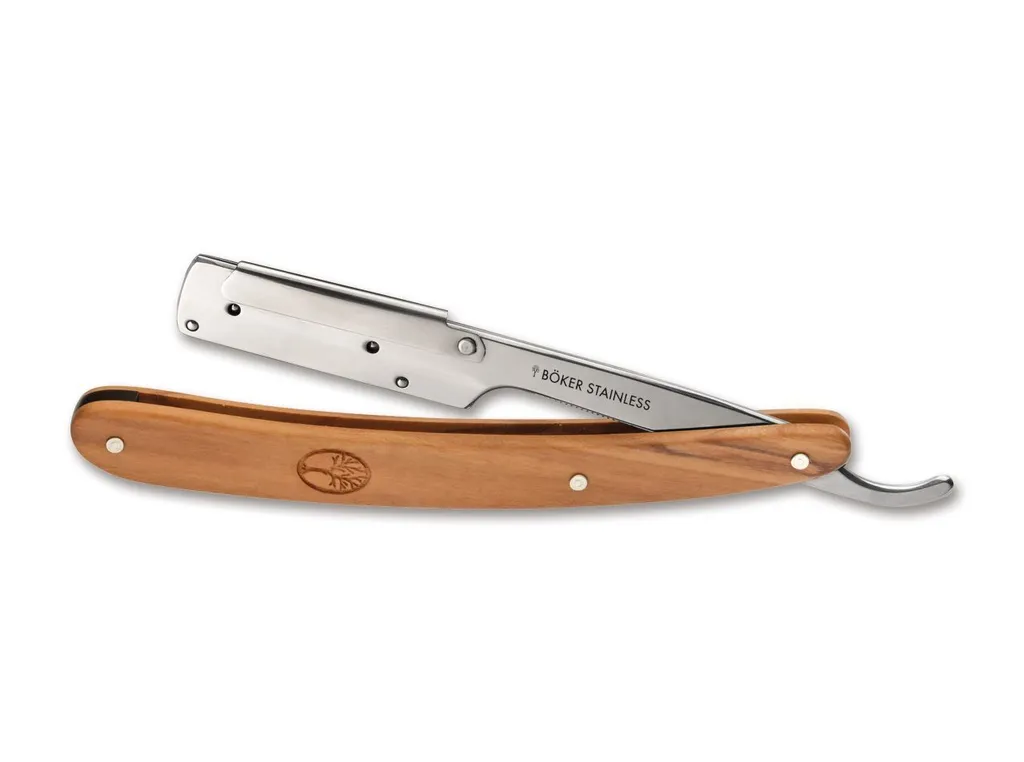Böker Manufaktur Pro Barberette Olive Rasoir de Barbier en Inox