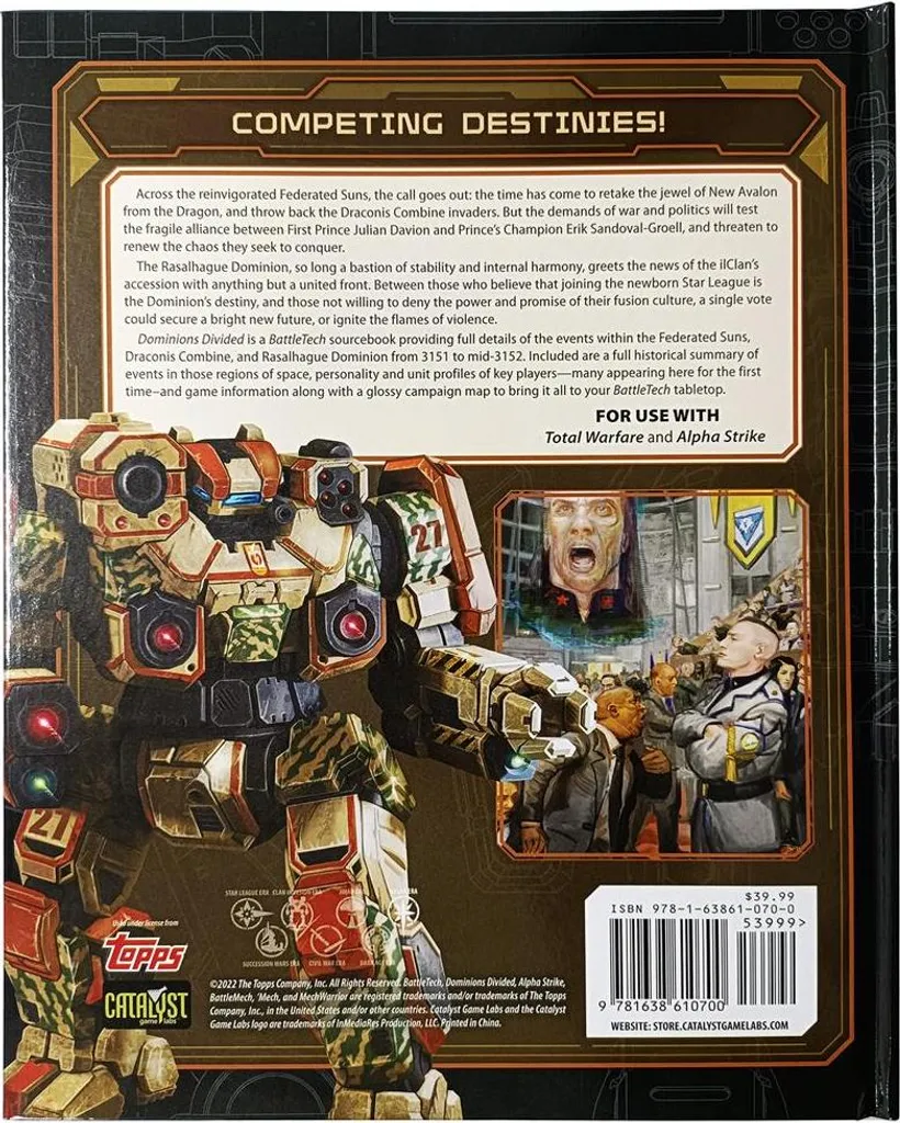 BattleTech Dominions Divided Edition Anglaise - Lore et Scénarios JDR - 2