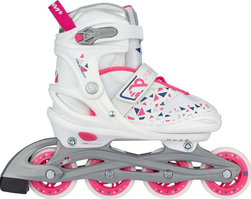 Nijdam Mädchen Inline Skates verstellbar von 33-36 ABEC 5 Räder 64 x 22 mm Neu