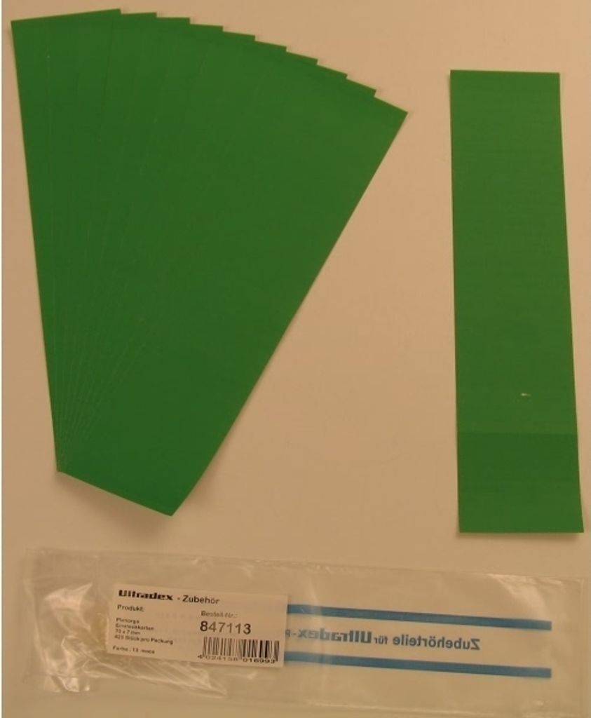 Einsteckkarten für 9,5mm Einsteckschiene 70x7,5mm VE=420 Stück moos