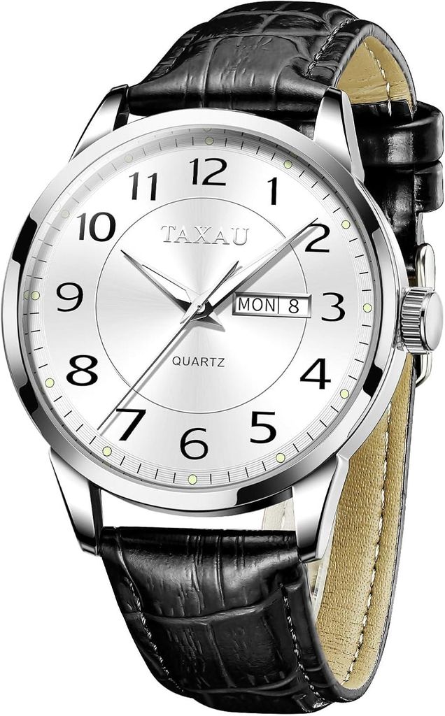 Herrenuhr Leder Herrenarmbanduhr Lederarmband Uhr Herren Großes Zifferblatt Tag-Datum Herrenuhr Wasserdichte Uhr Freizeit- und Businessuhr für He...