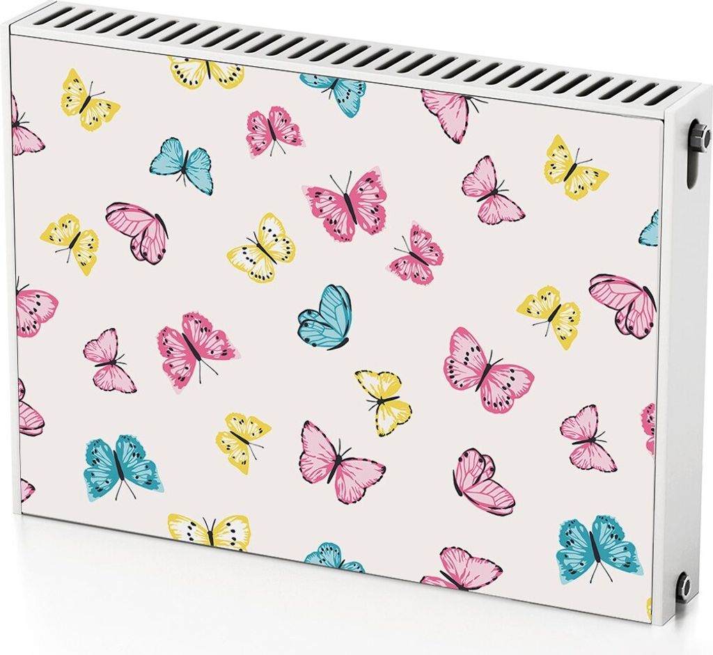 Bunte Schmetterlinge – Magnetische Heizkörperabdeckung – 80x60 cm – Magnet Heizkörperabdeckung – 3D Würfel – Heizkörperverkleidung ...