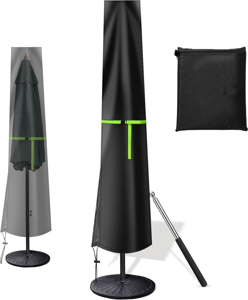 Parasol Schutzhaube mit Stange, Parasolabdeckung, 2 bis 4 m, große Parasolhaube, wetterfest, UV-beständig, winddicht und schneeabweisend, für Ou...