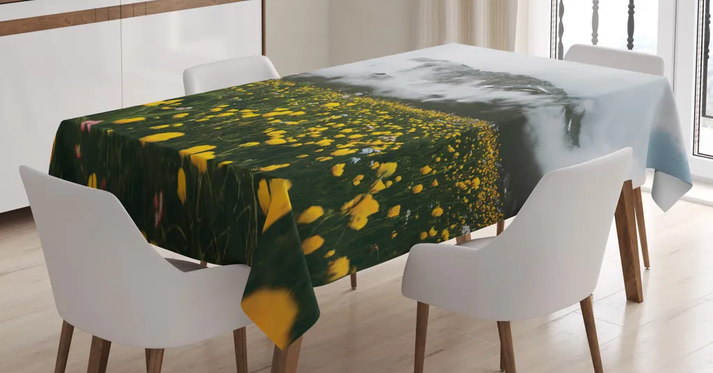 ABAKUHAUS Tovaglia Paesaggio con Fiori 140x240 cm Impermeabile Online