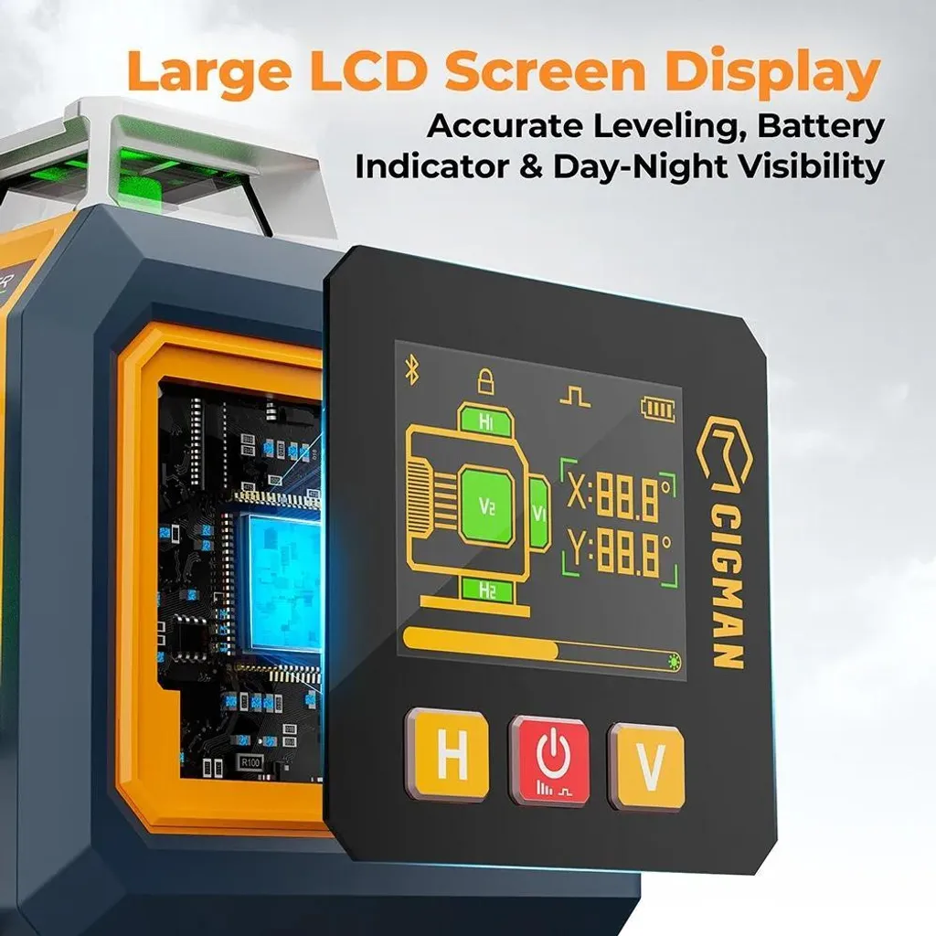 Niveau Laser 360 Degrés 16 Lignes Vertes avec Écran LCD et Application - 2