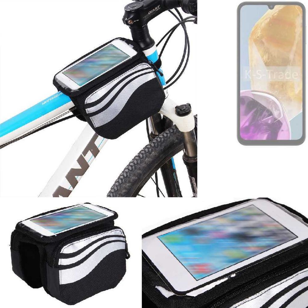 K-S-Trade Rahmentasche Fahrrad-Halterung kompatibel mit Samsung Galaxy M15 5G Prime Rahmenhalterung Fahrrad Handyhalterung Fahrradtasche Handy