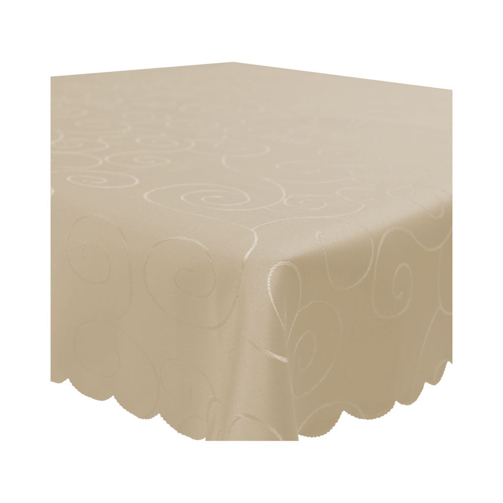 Tischdecke 160x360 cm Creme Damast Ornamente eckig Circle Struktur bügelfrei pflegeleicht