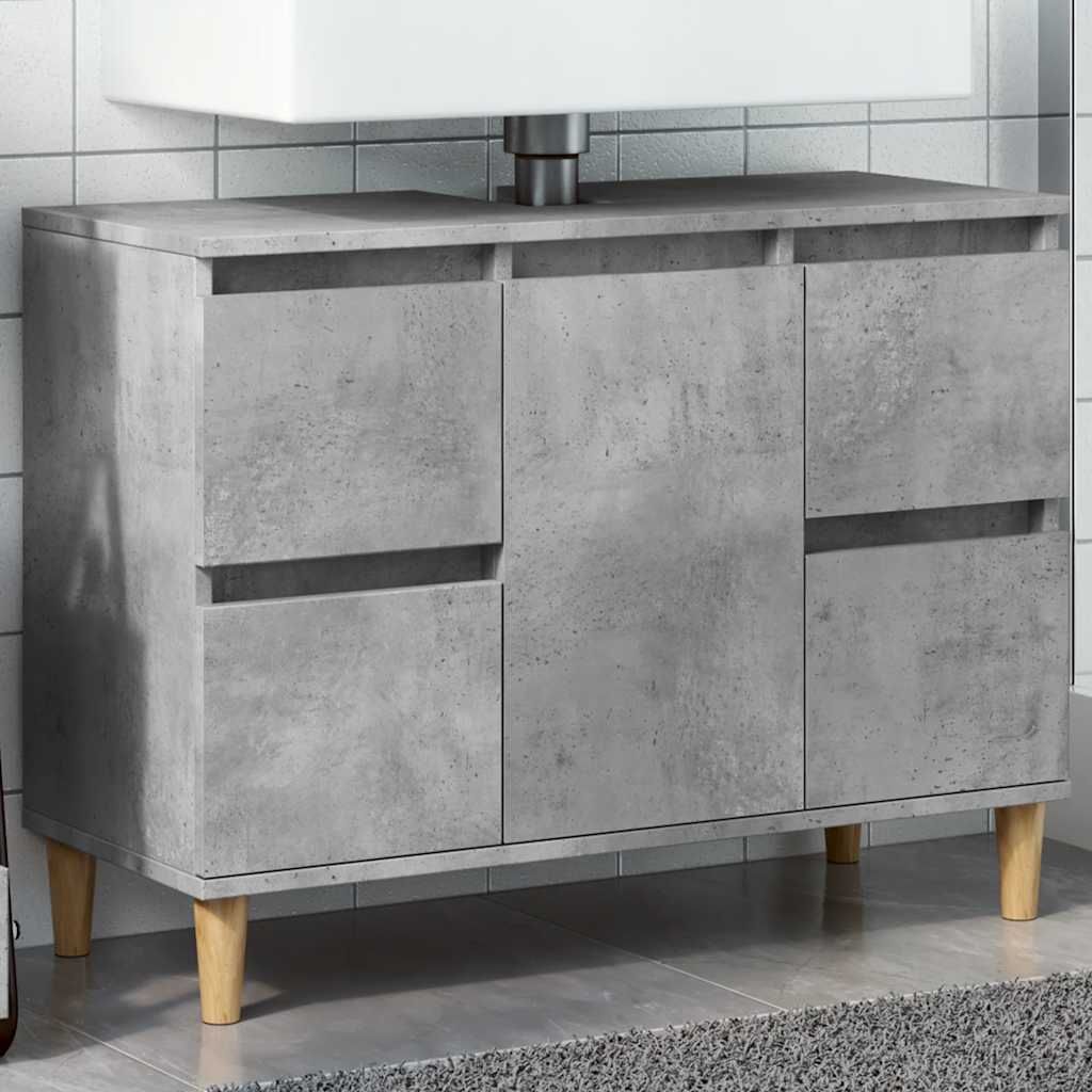 ZMH Waschbeckenunterschrank Betongrau 80x33x60 cm Holzwerkstoff