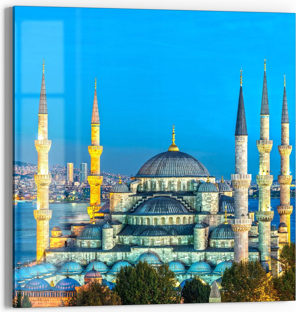 DEQORI Glasbild Echtglas 30x30 cm 'Sultan-Ahmed-Moschee' Wandbild Bild modern Deko