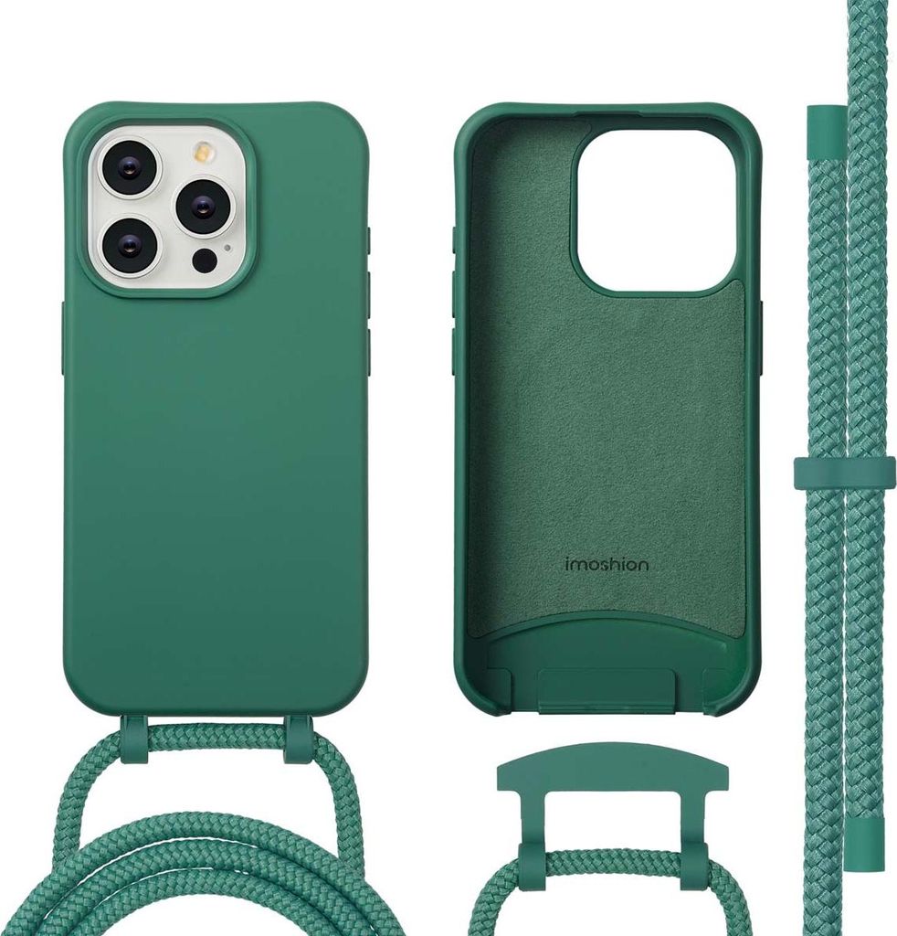 imoshion Color Backcover mit abnehmbarem Handykette und MagSafe iPhone 15 Pro - Dunkelgrün