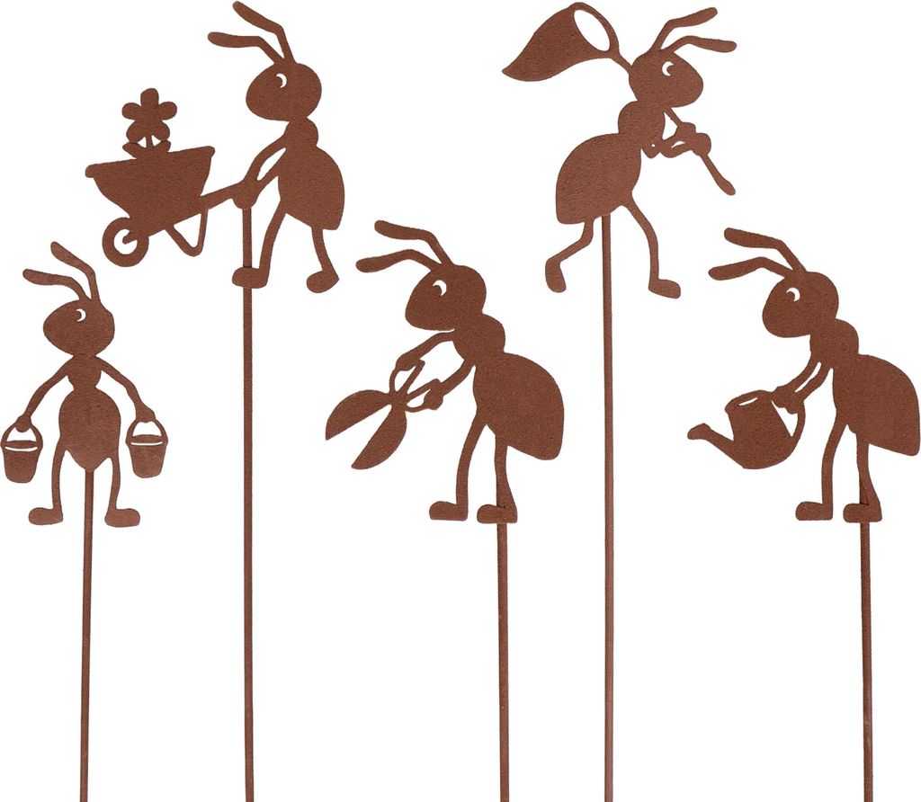UNUS Gartendeko Gartenstecker Rost Ameisen Gärtner aus Produktbild 