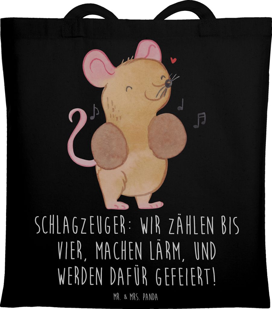 Mr. & Mrs. Panda canvas tasche Schlagzeuger Stolz - Schwarz - Geschenk, Band, Shopping, Einkaufstüte, Konzert, totebag, Beats, Lernen, Musik, Inst...