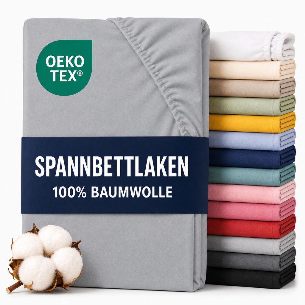 Komfortec Jersey Spannbettlaken 160x200 cm, 100% Baumwolle, Produktbild  KI-generiertes Bild